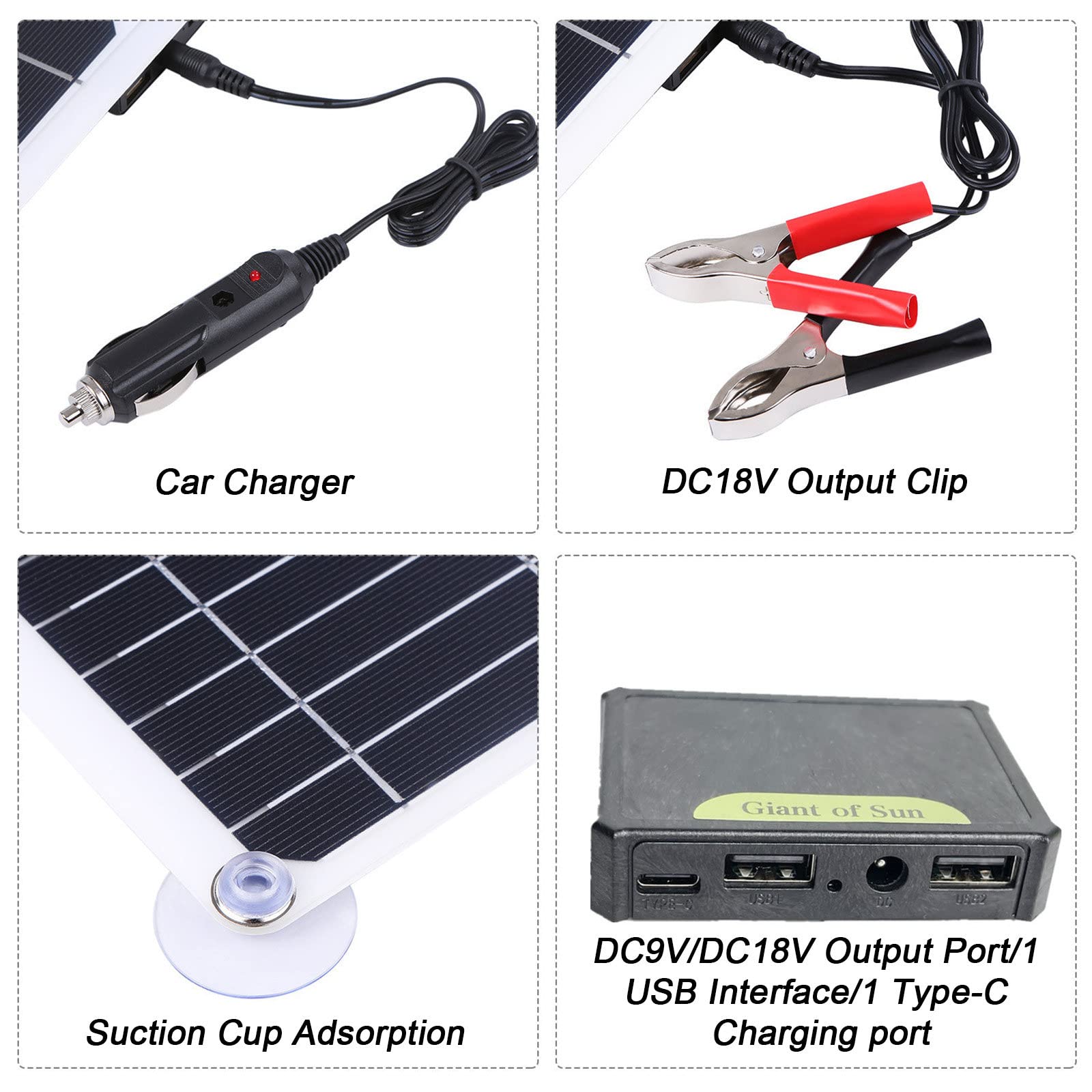 Panneau Solaire Pliable Monocristallin 50W avec Contrôleur 100A, pour Voiture, Camping-Cars, Bateau, Toit, Panneau Photovoltaïque de Voyage de Camping Portable