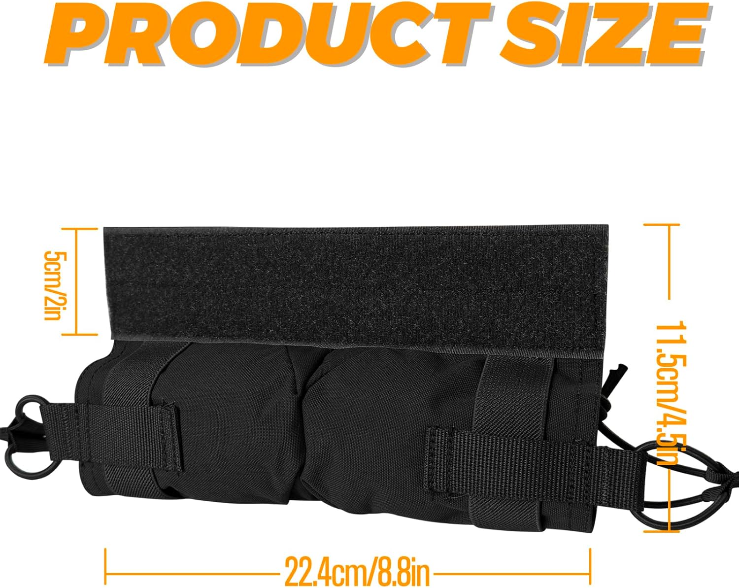 Side Pull Mag Pouch - Lightweight Horizontal 500D Nylon Abrasion Resistance M4 Magzine Pouch Water Repellent Elastic Band Compatible with All Vests