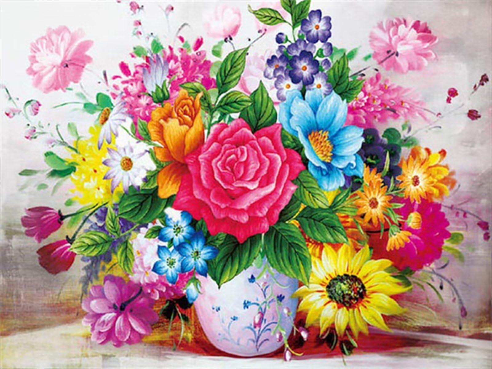 Kit Broderie Diamant Vase à fleurs 90x120cm pour adultes et enfants J-11811