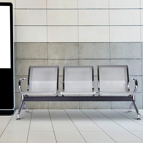 Miniatura 2 de Sillas de sala de espera de 3 asientos, banco de sala de espera con brazos, banco de recepción del aeropuerto, sillas de recepción de invitados,