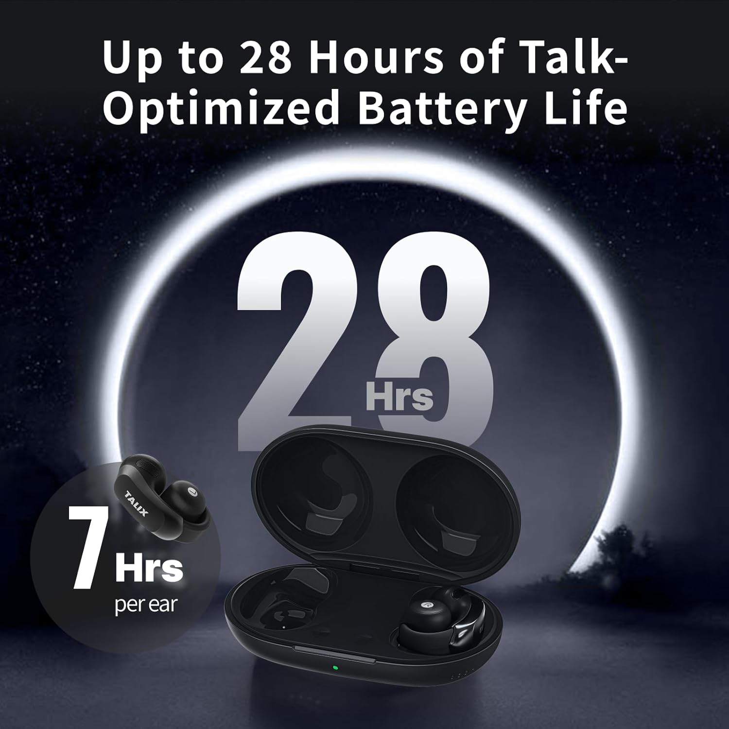 HHOGene TALIX Halo G1 Clip-On Earbuds, 5.3 Bluetooth Wireless Open-Ear Earbuds Noise Cancelling, Ultra-Light, 4 Mics Immersive Sound, Comfort Design for Workouts and Daily Use, Midnight Black