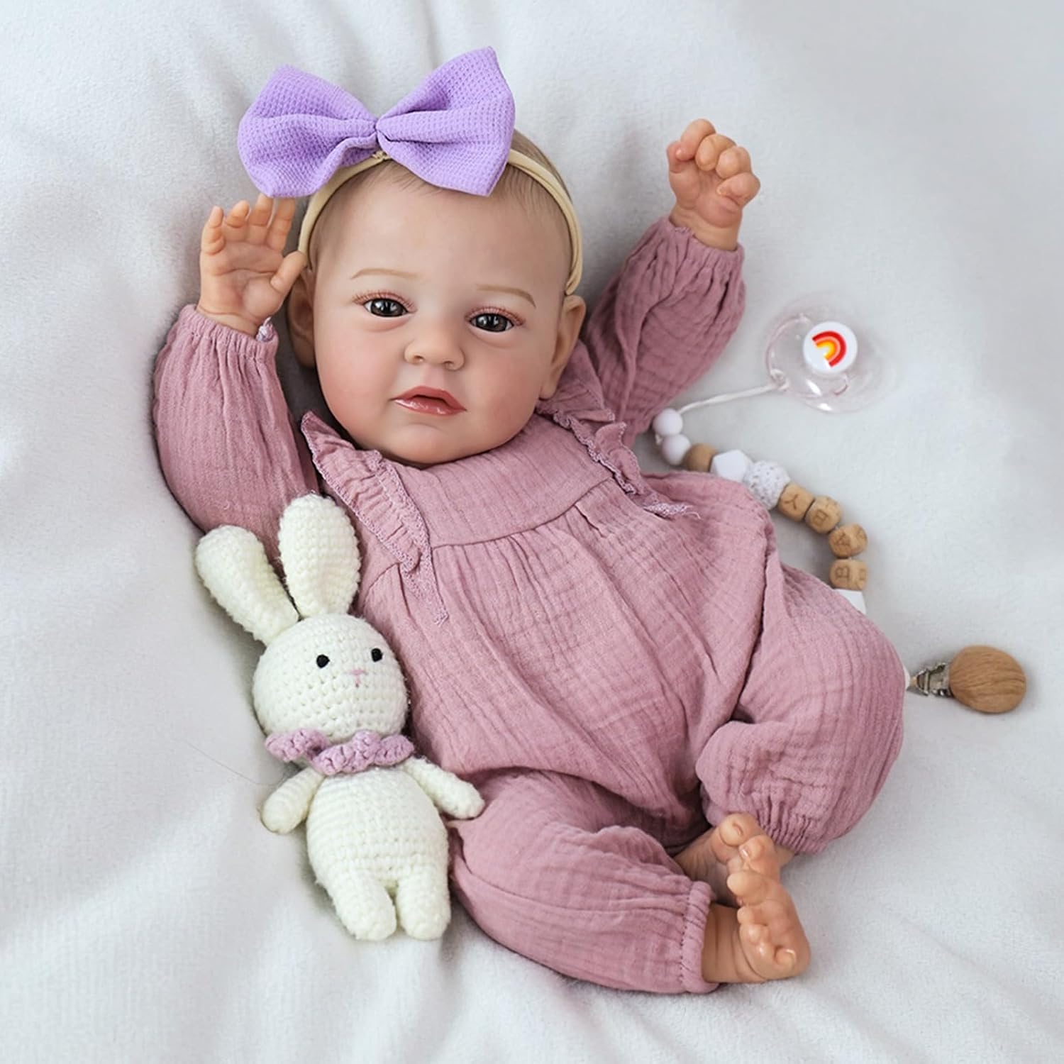 SCOM Realistic Reborn Baby Dolls - 18 Inch Real Life Baby Girl, Silicone Baby with Anatomically Correct, Newborn Doll with Full Body Vinyl, Lifelike Weighted Baby for Kids Age 3+ Gift