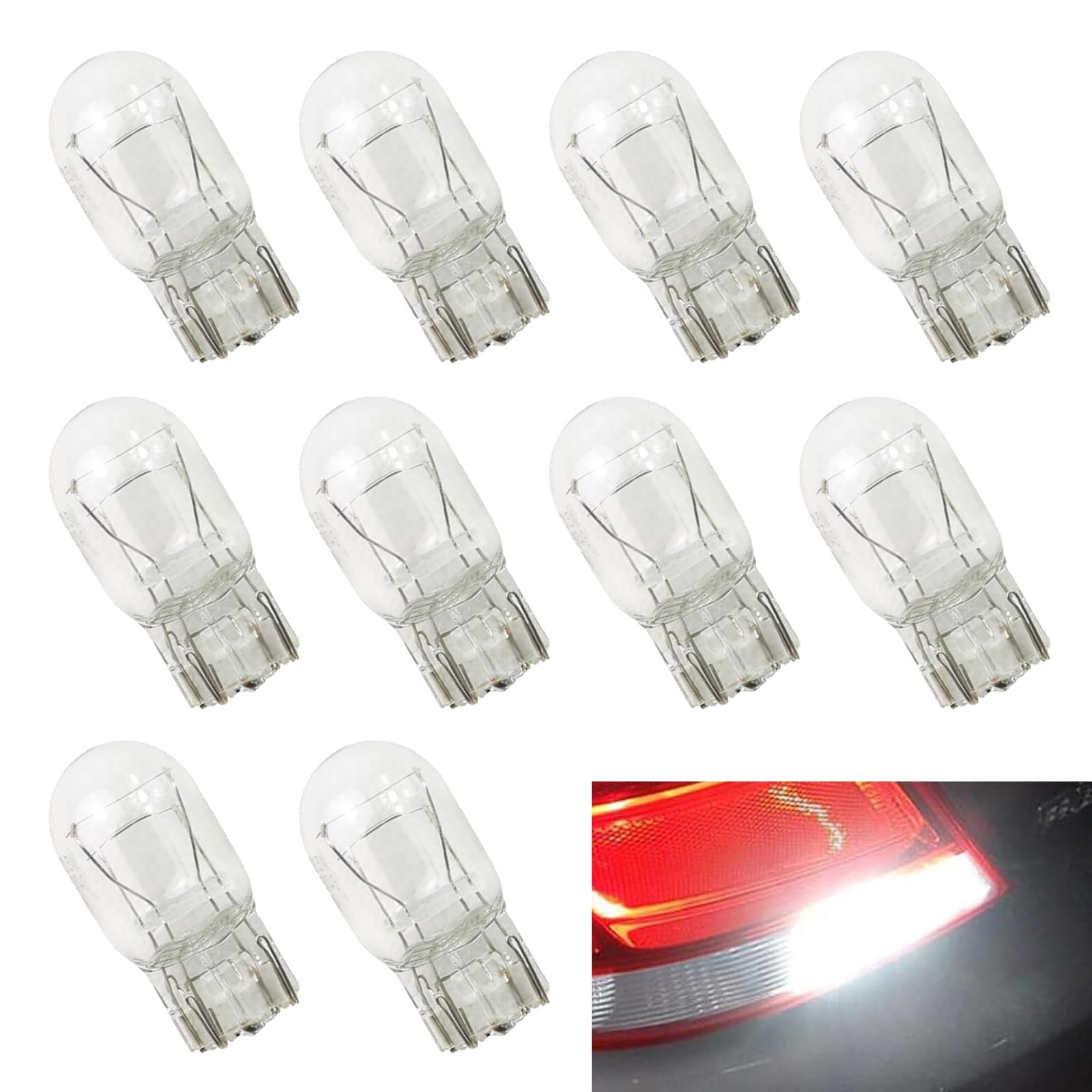 10 PCS Car Daytime Running Lights, T20 Dual Filament Instrument Bulbs, Driving Bulb Replacement Parts, Universal for Most Cars (White)