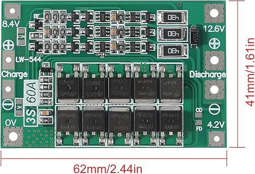 Miniatura 4 de 2PCS 3S 60A 12.6V 18650 Cargador PCB BMS Placa de protección de batería de litio de iones de litio Módulo de carga de equilibrio para motor de