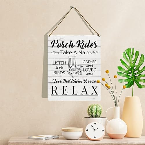 Miniatura 2 de Letrero de madera con reglas de porche, decoración de porche delantero, siente las brisas cálidas, regalo de inauguración de la casa, decoración
