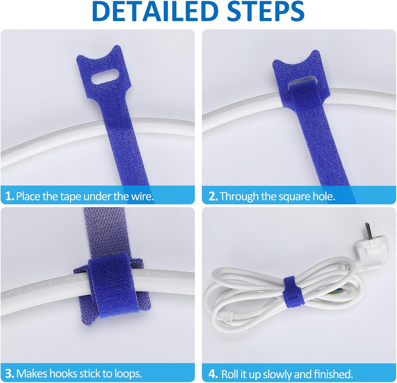 KAIKECOM 60 Pcs Reusable Fastening Cable Ties,Adjustable Strap Fastener,Cable Organizer, Fastening Hook and Loop;Cord Ties for Management;3 sizes and 6 colors