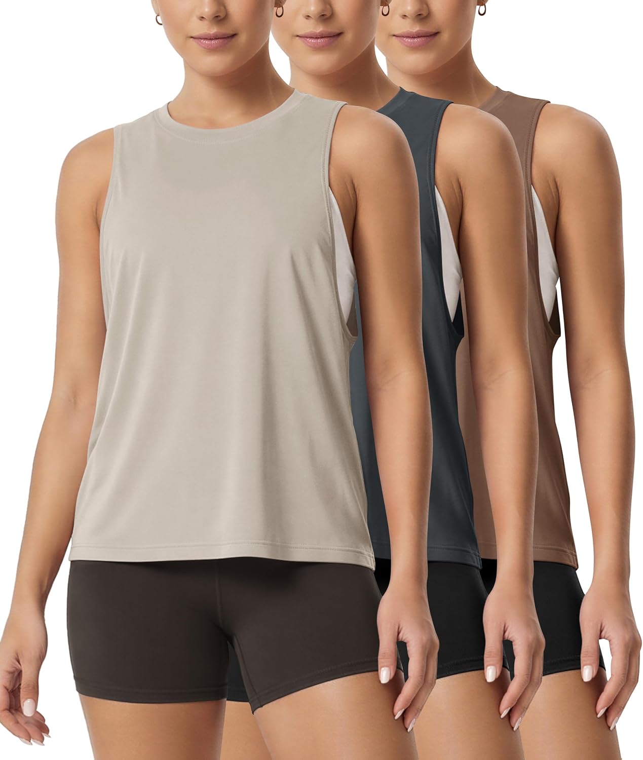 ODODOS 3-Pack Loose Tank Tops for Women Sleeveless Gym Athletic Workout Tops Yoga Shirts