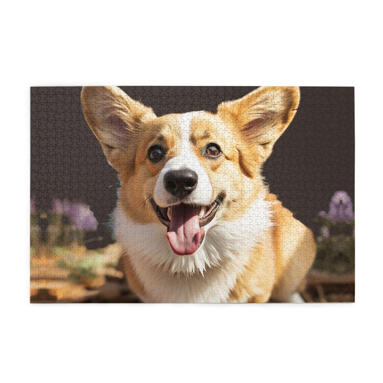 PICKFORU Hunde-Puzzle 1000 Teile, Corgi Mit Blumen | 60,6x60,6 Cm, Als Wanddekoration Nutzbar – Für Erwachsene