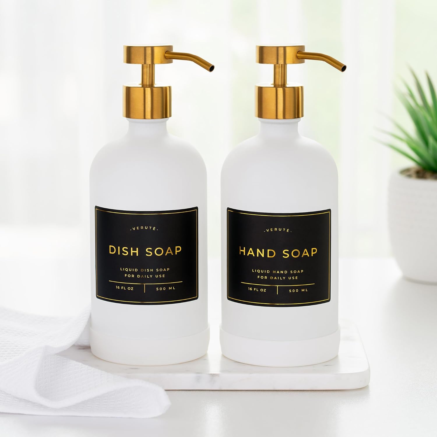 Soap Dispenser Pump | Stainless Steel Replacement | Durable, Rustproof | for Glass & Plastic Bottles (2 x Brushed Gold Pumps) - Image 2