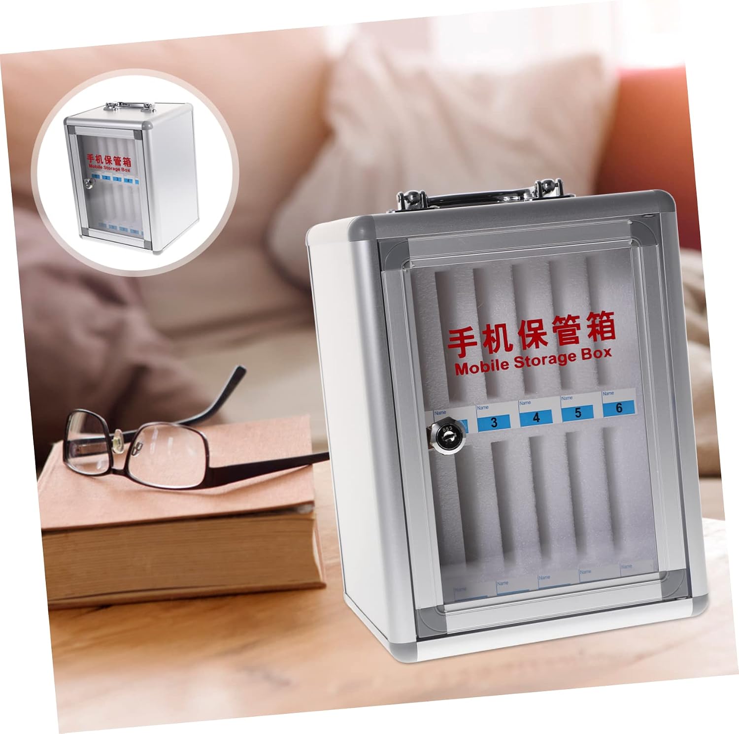 SECFOU Digital Number Lock Phone Storage Cabinet Aluminum Alloy Locker Organizer Shelf for Classroom Office