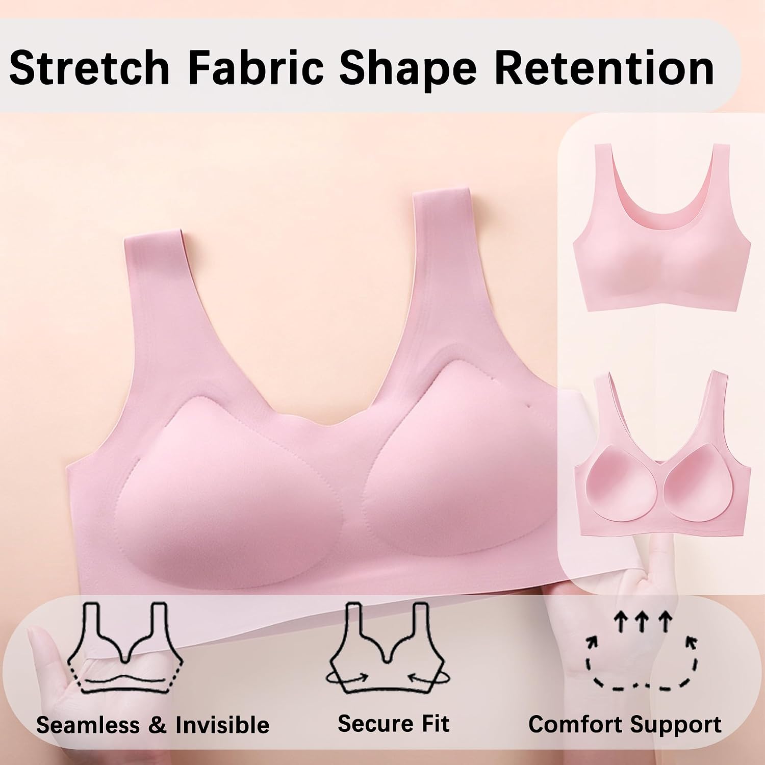 Seamless Girls’ Sports Bras 4-Pack – Soft Wireless Teen Training Bras for School Sport & Daily for Ages 10-16