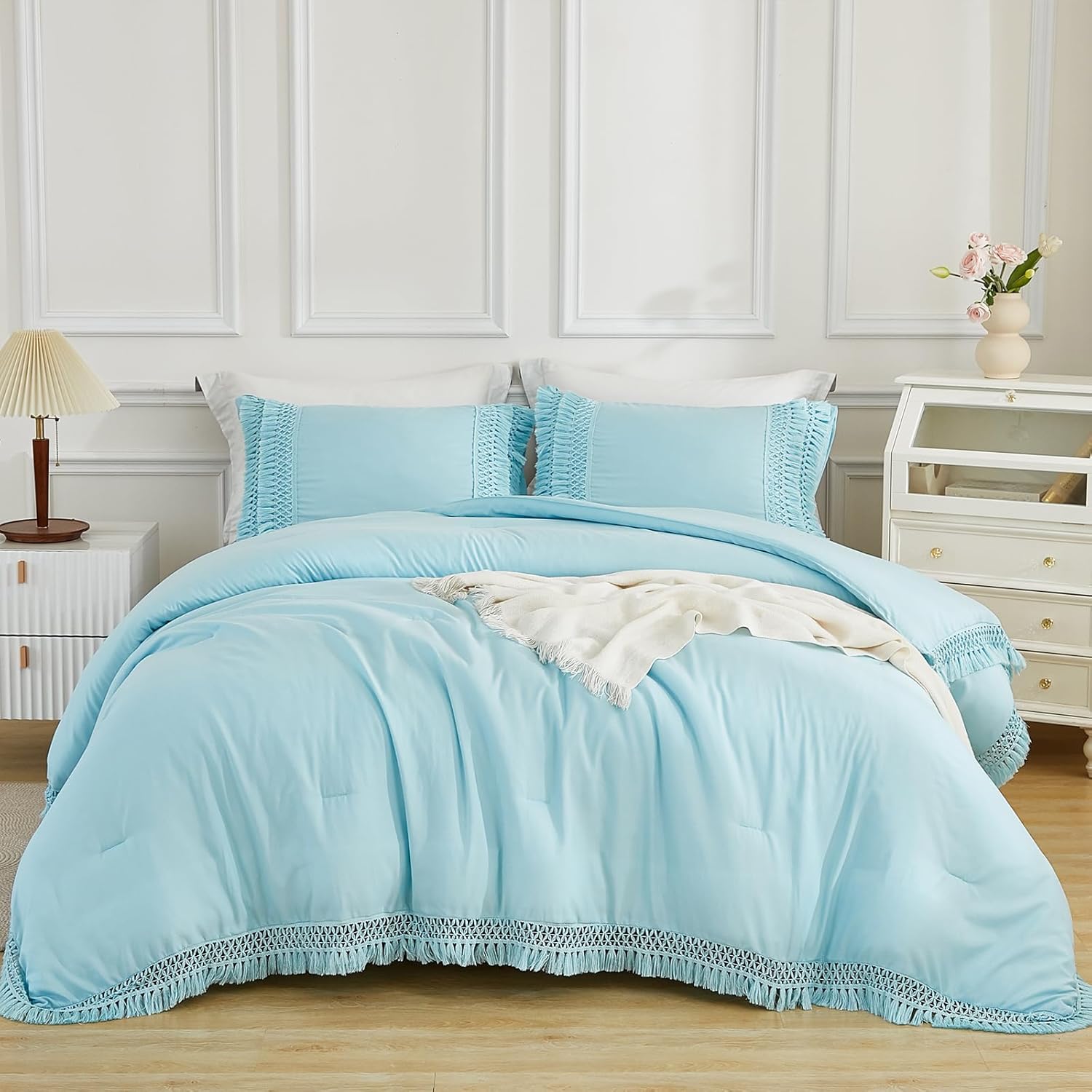 Bedorm Bedding Set King Size Comforter, Shabby Chic Boho