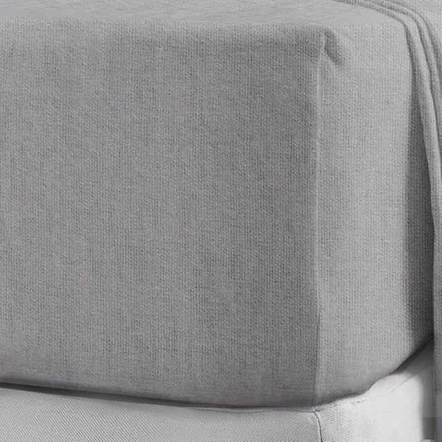 CreationsMart Luxury Bedding 100% Brushed Cotton Flannelette 40CM/16 Extra Deep Fitted Sheets in 12 Colours (Silver, King)