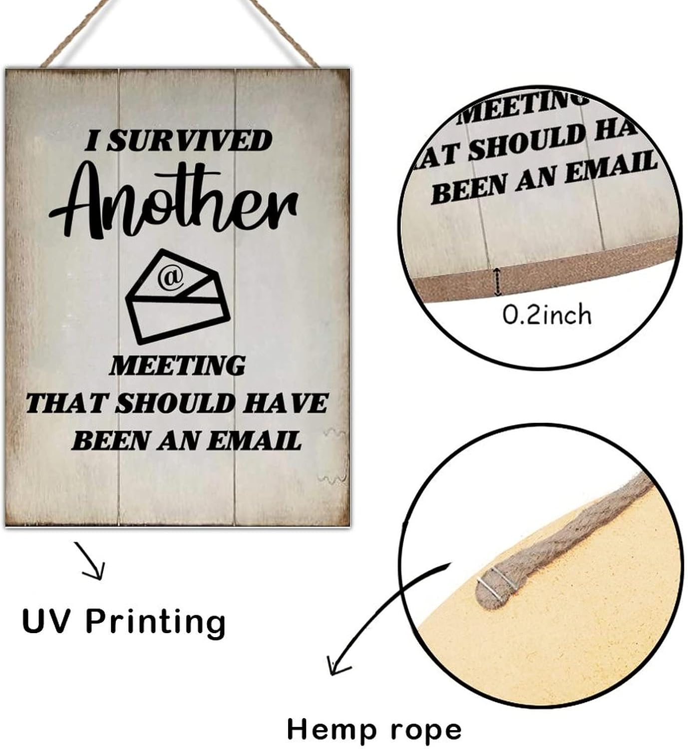 Rustic Sign Wood Decor I Survived Another Meeting Wood Plaque Vintage Farmhouse Wall Hanging Sign Art Decor Plaque with Quotes for Home 18x24in New Home Gift to Friend