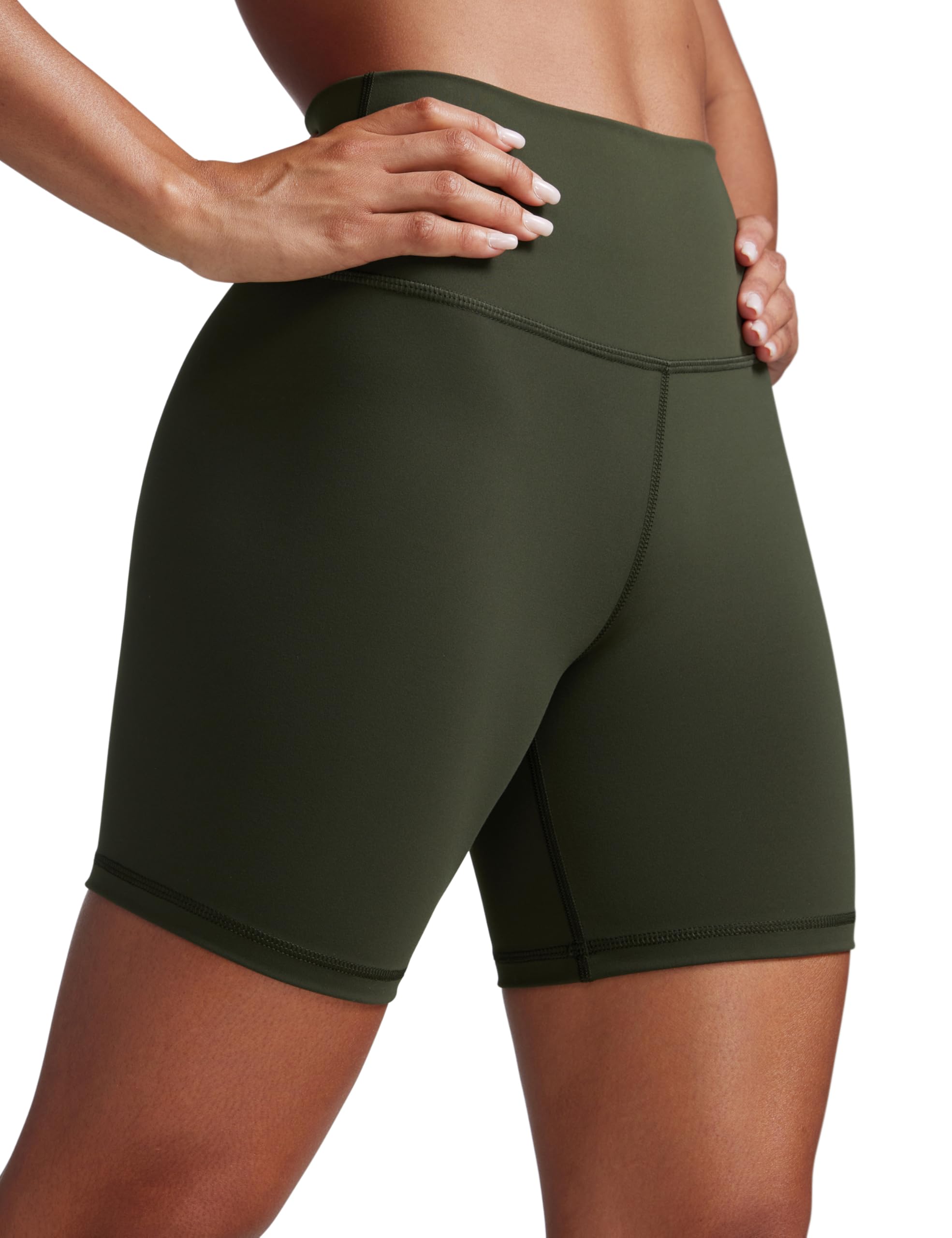 CRZ YOGA Women's Butterbreeze Biker Shorts High Waisted Workout Gym Yoga Running Cycling Athletic Shorts -6" Olive Green 6
