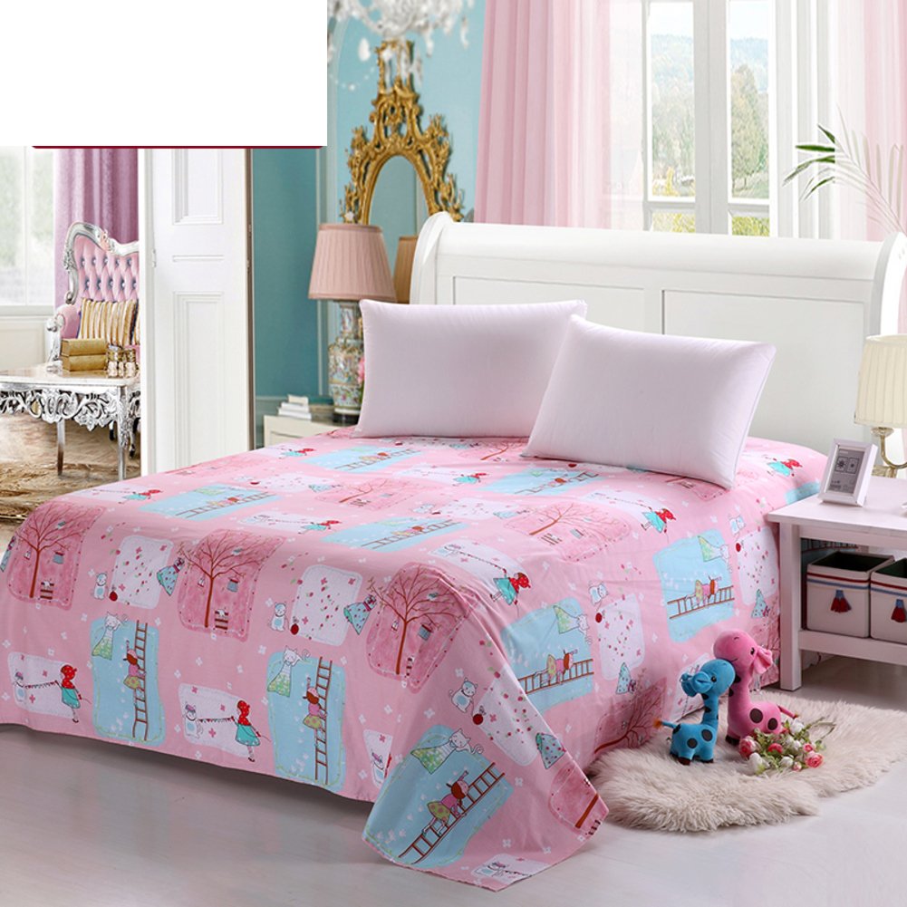 Drap de lit en coton 230x250cm à motif feuilles pour lit simple et double
