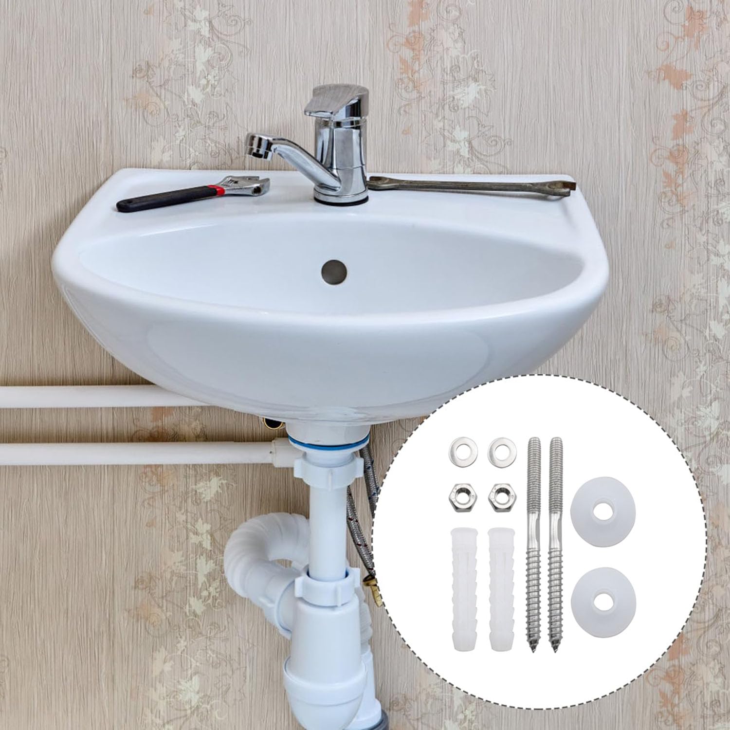 Stainless Steel Heavy Duty Washbasin Installation Kit Sink Fixings Screw Bolt Washers Cabinet Repair Tool