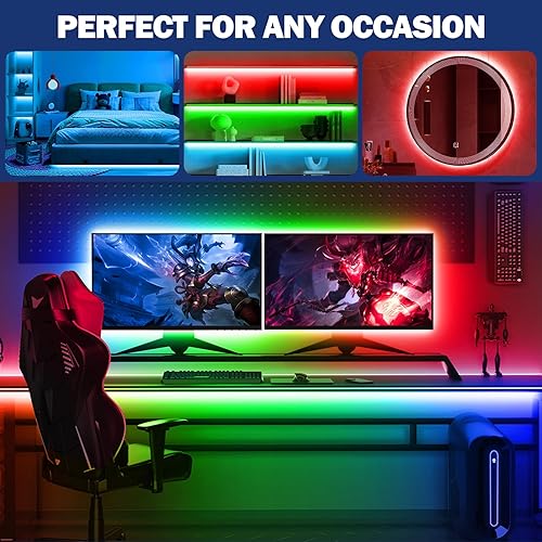 Miniatura 10 de Tira de luces LED de 32.8 pies, 5050 RGB que cambian de color con control remoto IR de 24 teclas y fuente de alimentación, kit de tira de luz LED