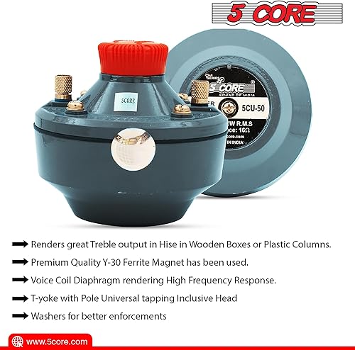 Miniatura 3 de 5 CORE Controlador de compresión 500W pico de aluminio Tweeter diafragma 16 Ohm Garganta Torsión bocina Altavoz W 160-7000 Hz Frecuencia Resistente