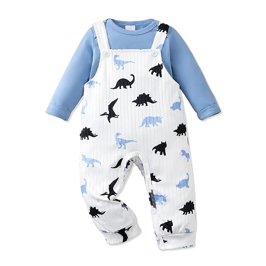 NZRVAWS Newborn Baby Boy Clothes Outfits Infant Stripe Animal Romper Cute Denim Jeans Jumpsuit Overalls 0-18 Months