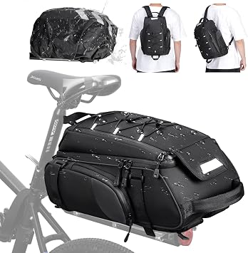 RAINSMORE Bike Bag for Bicycle Rear Rack 15L Waterproof Ebike Trunk Bag