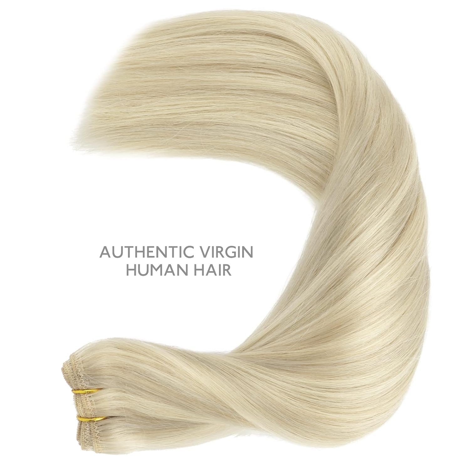 WENNALIFE Sew in Hair Extensions Real Human Hair, 18 Inch 90g Ash Blonde Highlighted Platinum Blonde