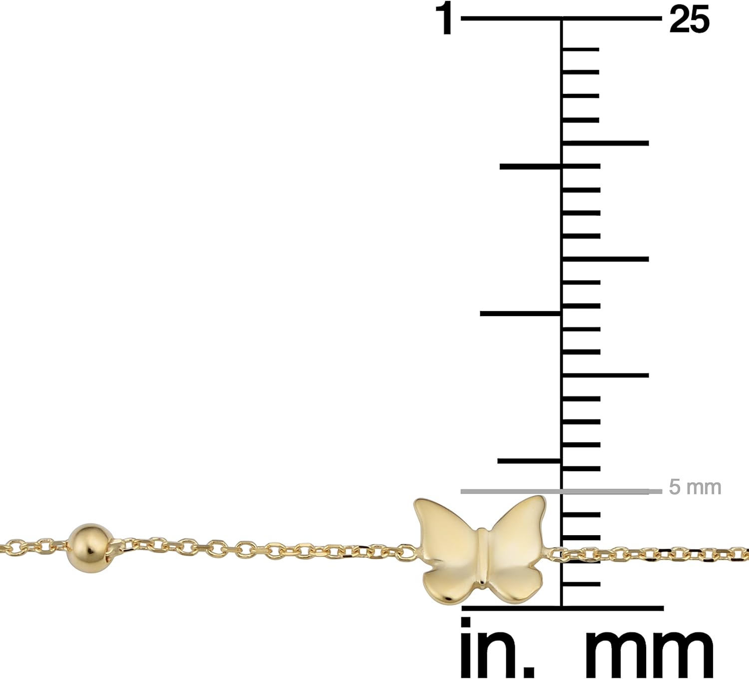 Kooljewelry 14k Yellow Gold Heart or Butterfly Adjustable Bracelet (adjust to 5.5 or 6.5 inch)