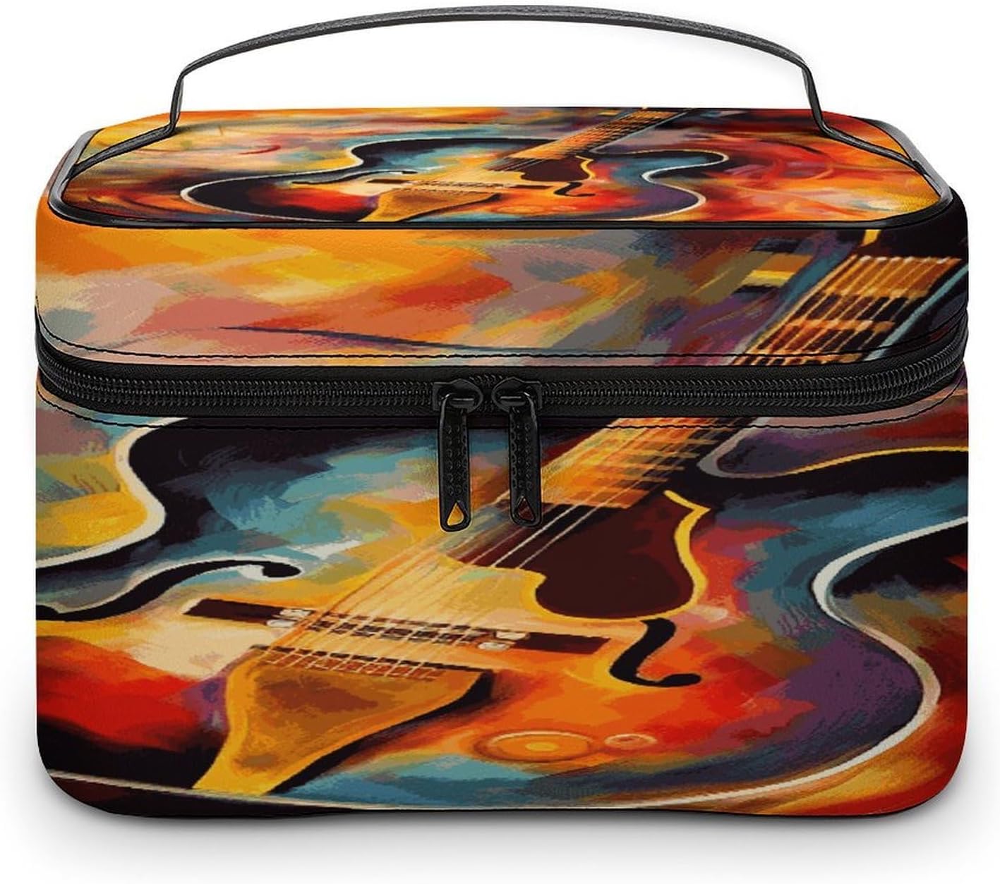 Abstract Watercolor Guitar Travel Makeup Bag Cosmetic Bag Toiletry Bags