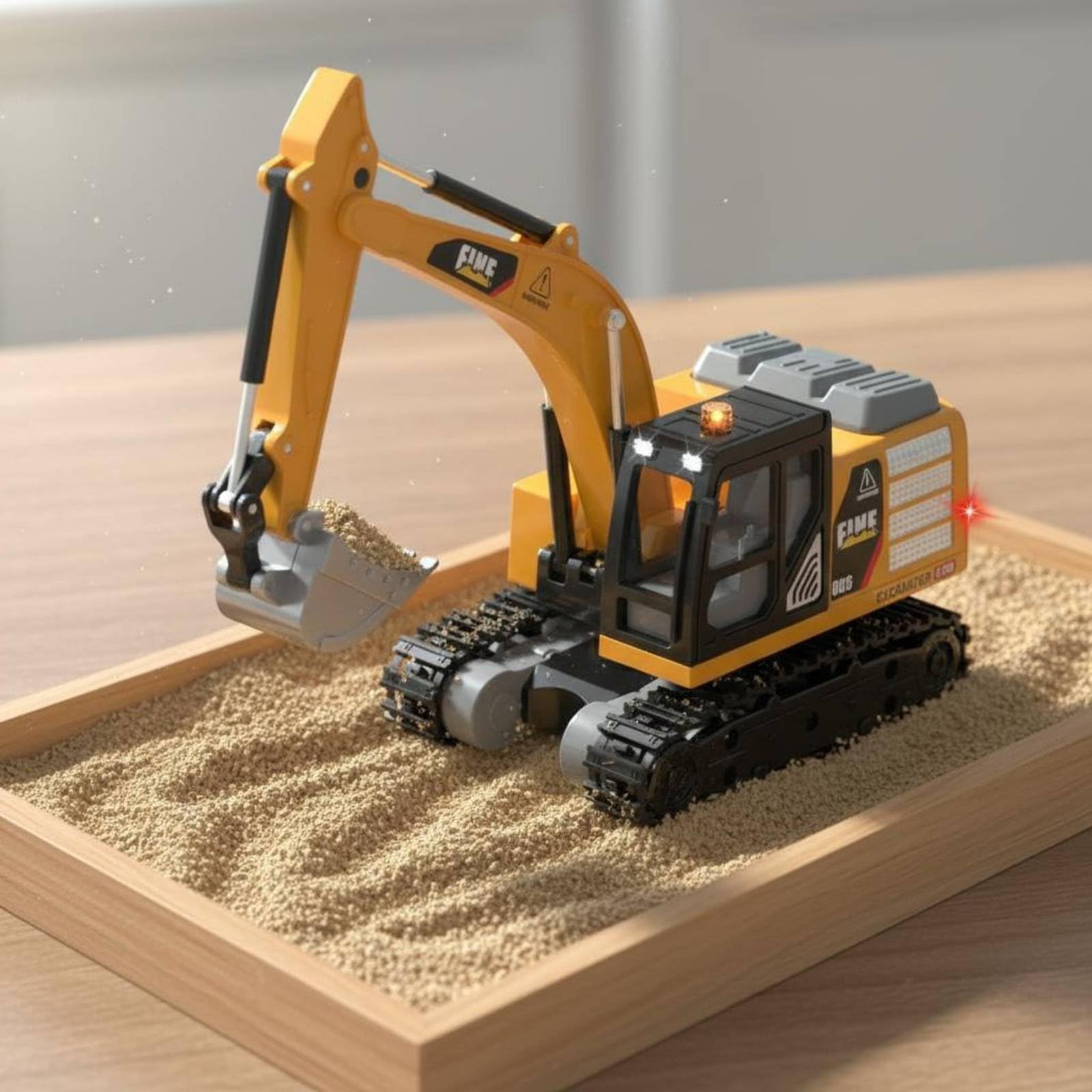 Mini Escavatore Veicolo da Costruzione Telecomandato per Bambini con Braccio Mobile Rotazione Effetti Luci Automatico Adatto a Gioco Educativo Interno Esterno, Verde