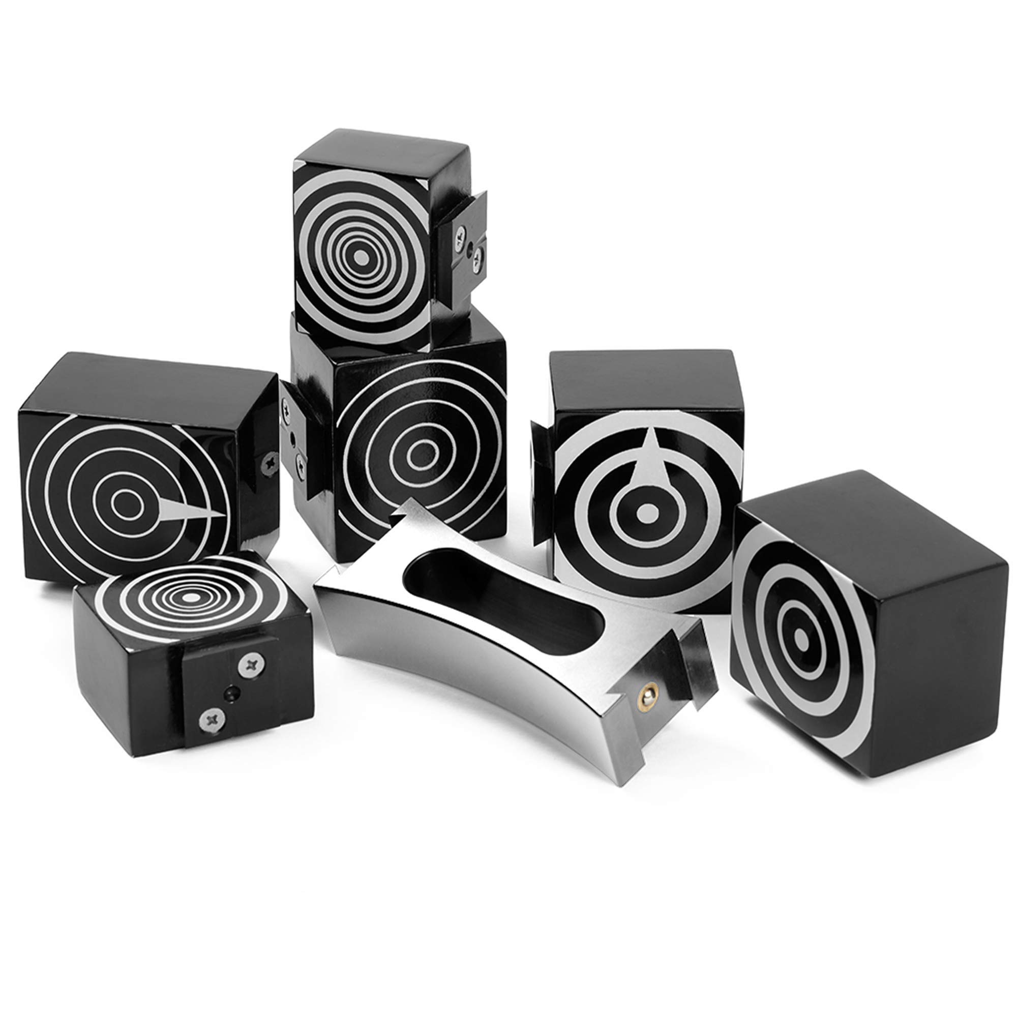 Satellite Shaker Percussion - Juego de instrumentos de madera (7 piezas, 20 x 6 x 4 cm, mango ergonómico, incluye funda), color negro y plateado