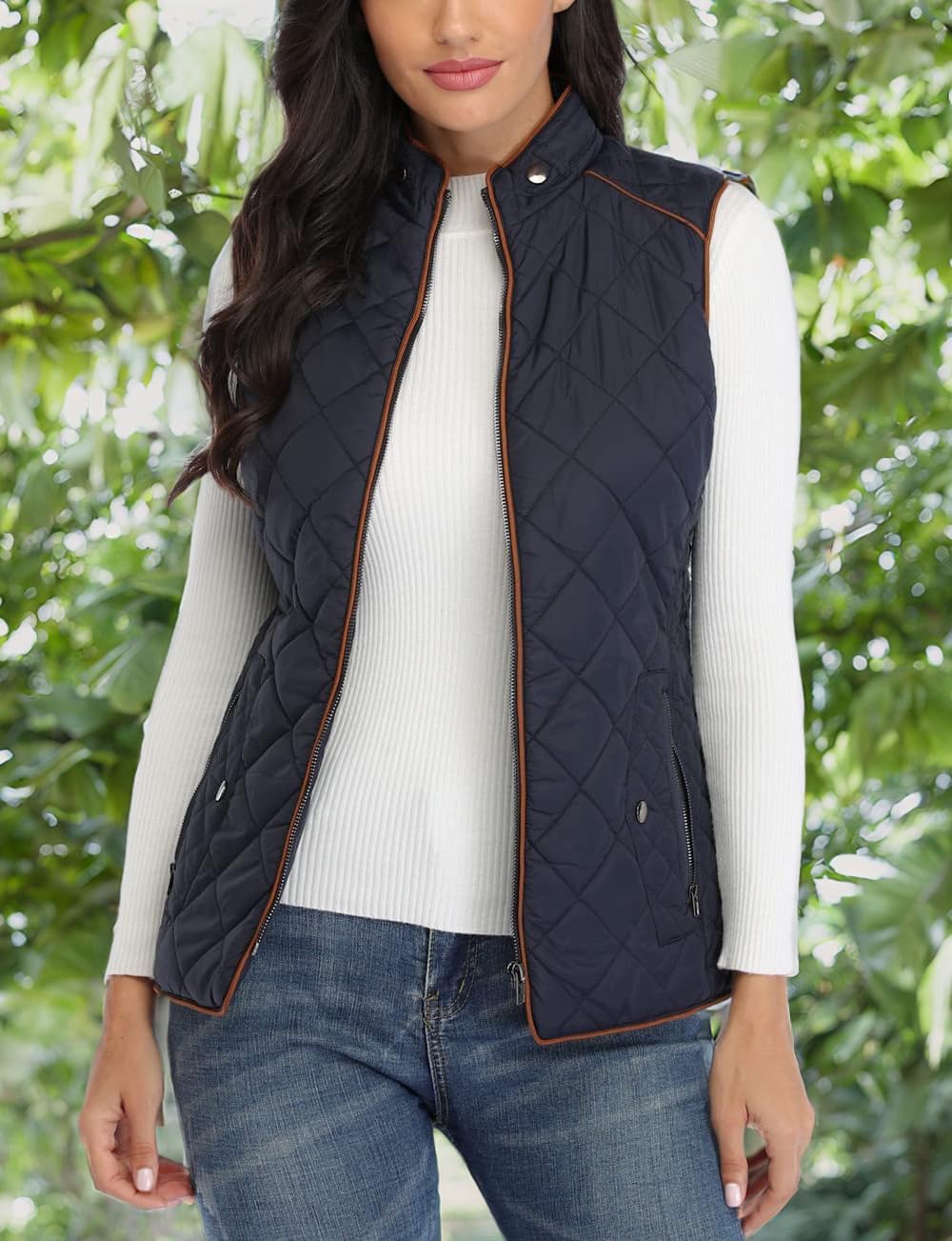 Anienaya Women's Quilted Vest Lightweight Padded Gilet Stand Collar Sleeveless Zip Up Puffer Warm Jacket w 2 Pocket - Image 6