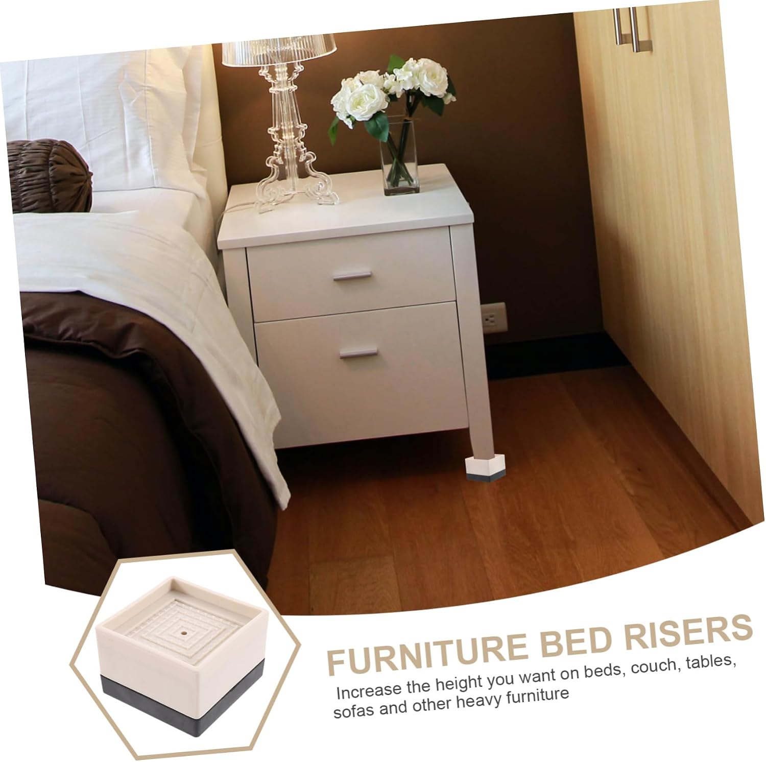 MAGICLULU 4Pcs Non Slip Silicone Bed Lifters Heavy Duty Furniture Risers for Bed and Chair Height and for Adding Storage Space and Preventing Floor