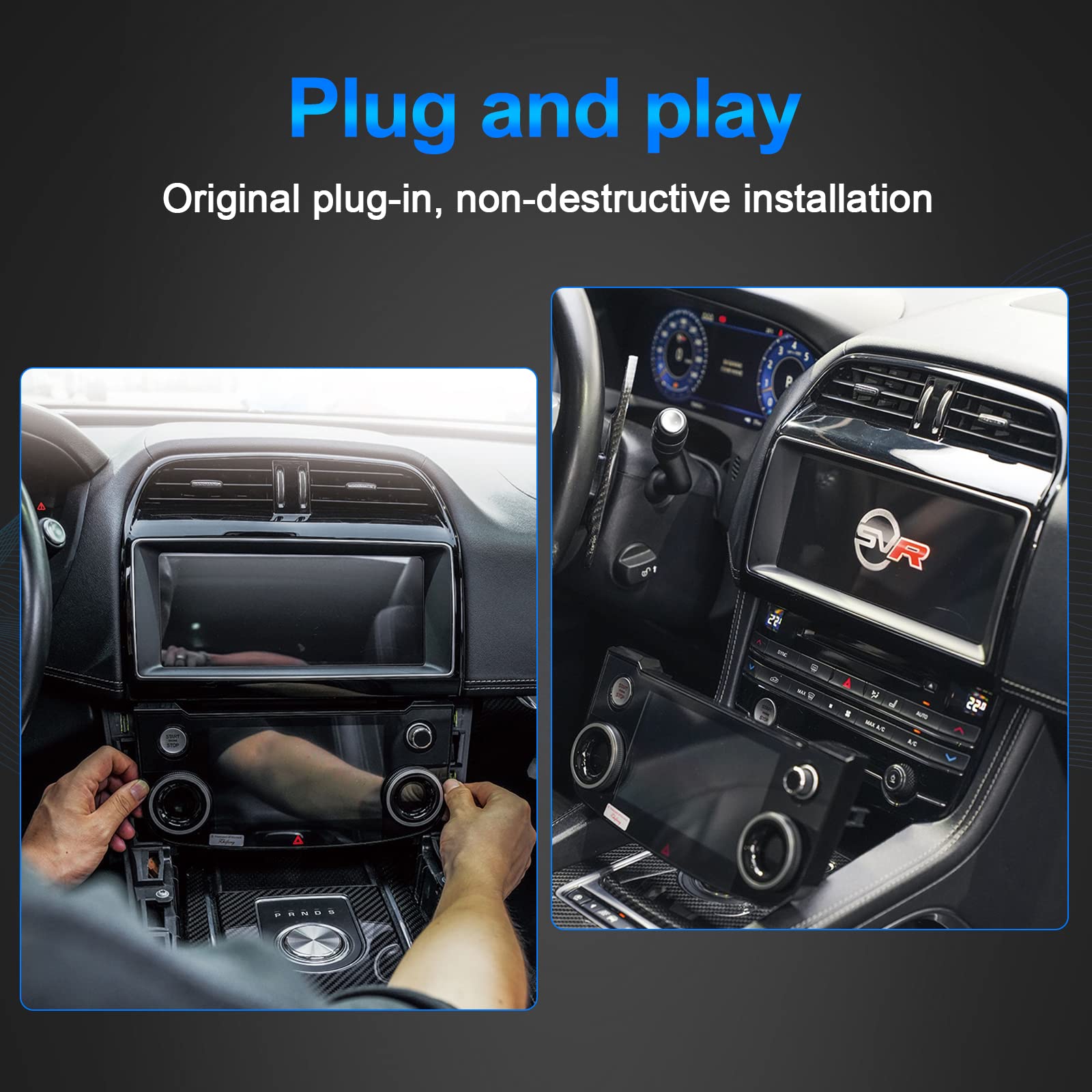 Scheda di Controllo Aria Condizionata Auto per Jaguar F-PACE/XE/XEF/XF/XFL 2015-2020 Android A/C Display LCD HD con Grandi Manopole, Doppio Pulsante Flash, Regolazione Clima