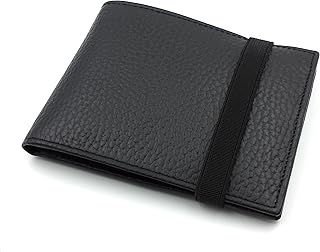 franartPiel - Cartera para hombre estilo americana con monedero y cierre de elástico | Piel de Ubrique | Billetera horizontal de cuero auténtico hecha a mano (Negro)
