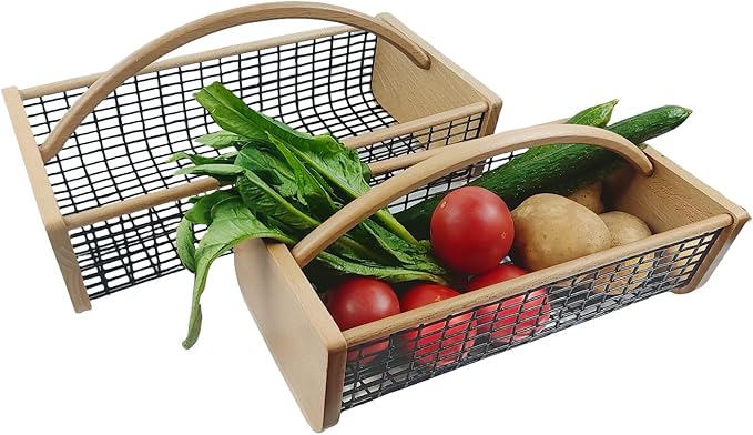 Garden Hod Harvest Basket, Durable Wooden Gardening, Supply Suitable For Kitchen, Picnic And Outdoor Picking