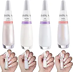 Kit 5 Esmalte Impala Francesinha Branco Clarinho Perolado Cremoso (Sonho, Top, Luar, Neném)