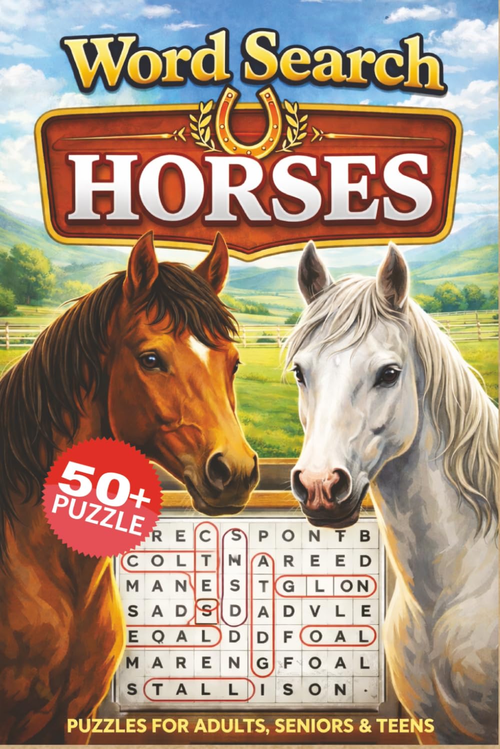 Horses Word Search Puzzle Book: word searches with Easy to read print about Horses horseback riding ; Horse racing and More | 6x9 inches,110 pages | ... for vacations, Holidays and free Times