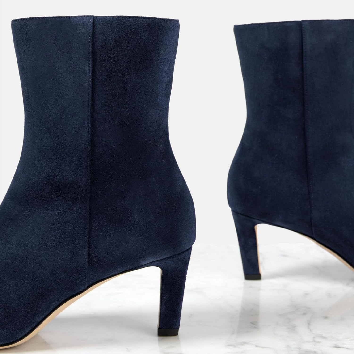 Women's Kitten Heel Ankle Boots Faux Suede Side Zipper Dressy Low Heeled Bootie Pointed Toe Fall Winter Office Wedding Booties for Ladies