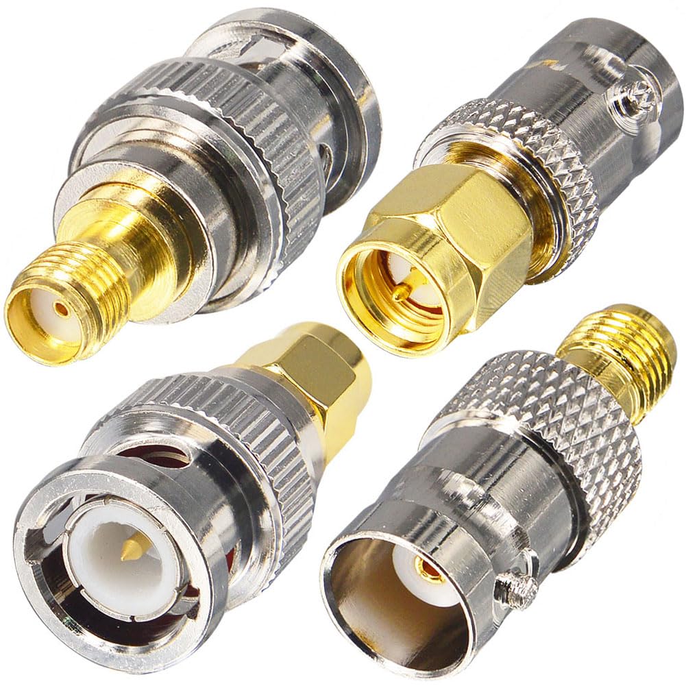SMA to BNC Adapter Kits for SDR, Handheld Radios, Scanner, Walkie Talkie, Coaxial Adapter, 4 Pieces