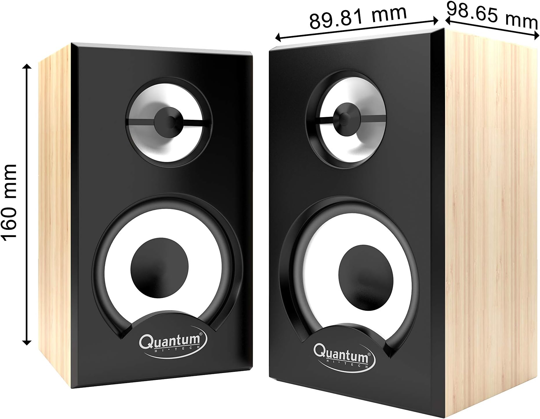 Quantum QHM636 Portable Laptop/Desktop USB Powered Multimedia Wooden Speaker with AUX Input (Wooden)