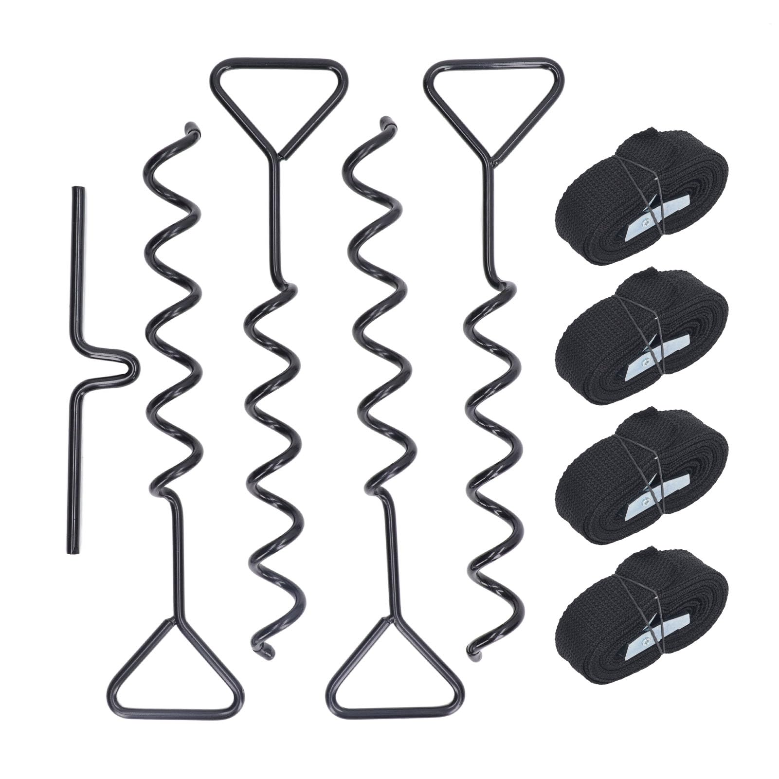 Kit De 10 Ancrages Au Sol En Spirale – Pour Tente, Trampoline, Tonnelle – Avec Adaptateur Perceuse Et Clé
