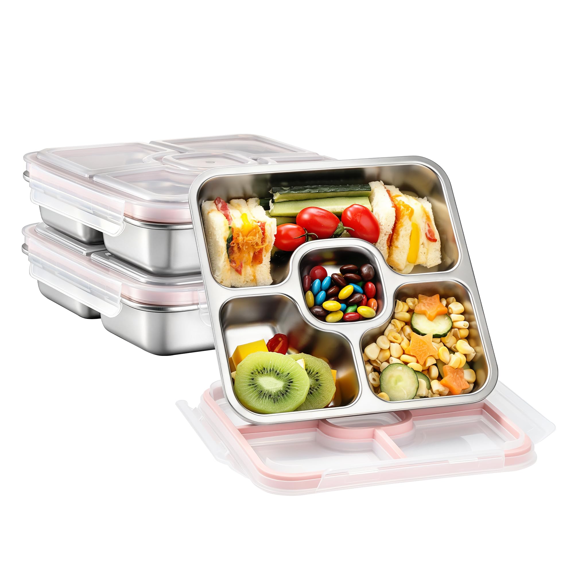 Misichao Stainless Steel Snack Box Lunch Box with 4 Compartments – 800ml — image 1