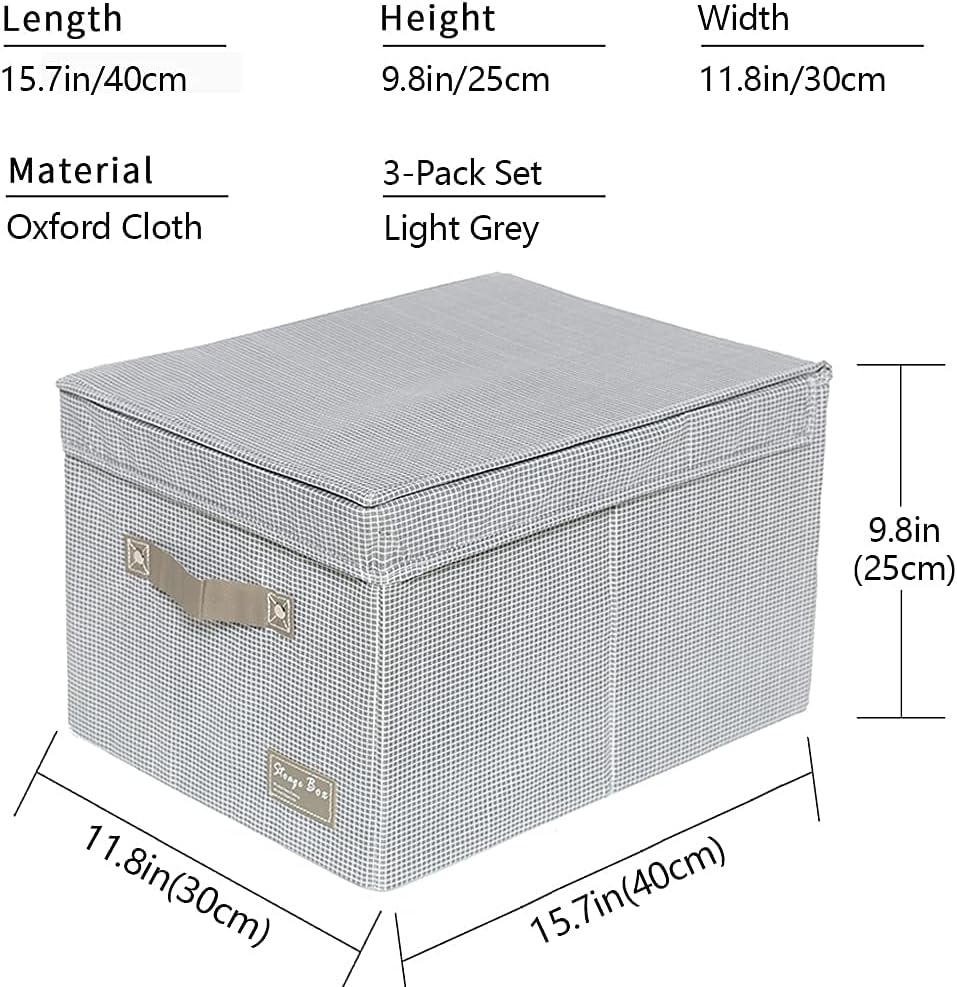 Clothes Storage Bag, Foldable Storage Bins Organizer with Lid [30Lx3-Pack] Collapsible Waterproof Storage Cube boxes with Handle, Storage Containers Organization for Closet, Nursery, Home, Bedding (15.7"11.8"9.8")