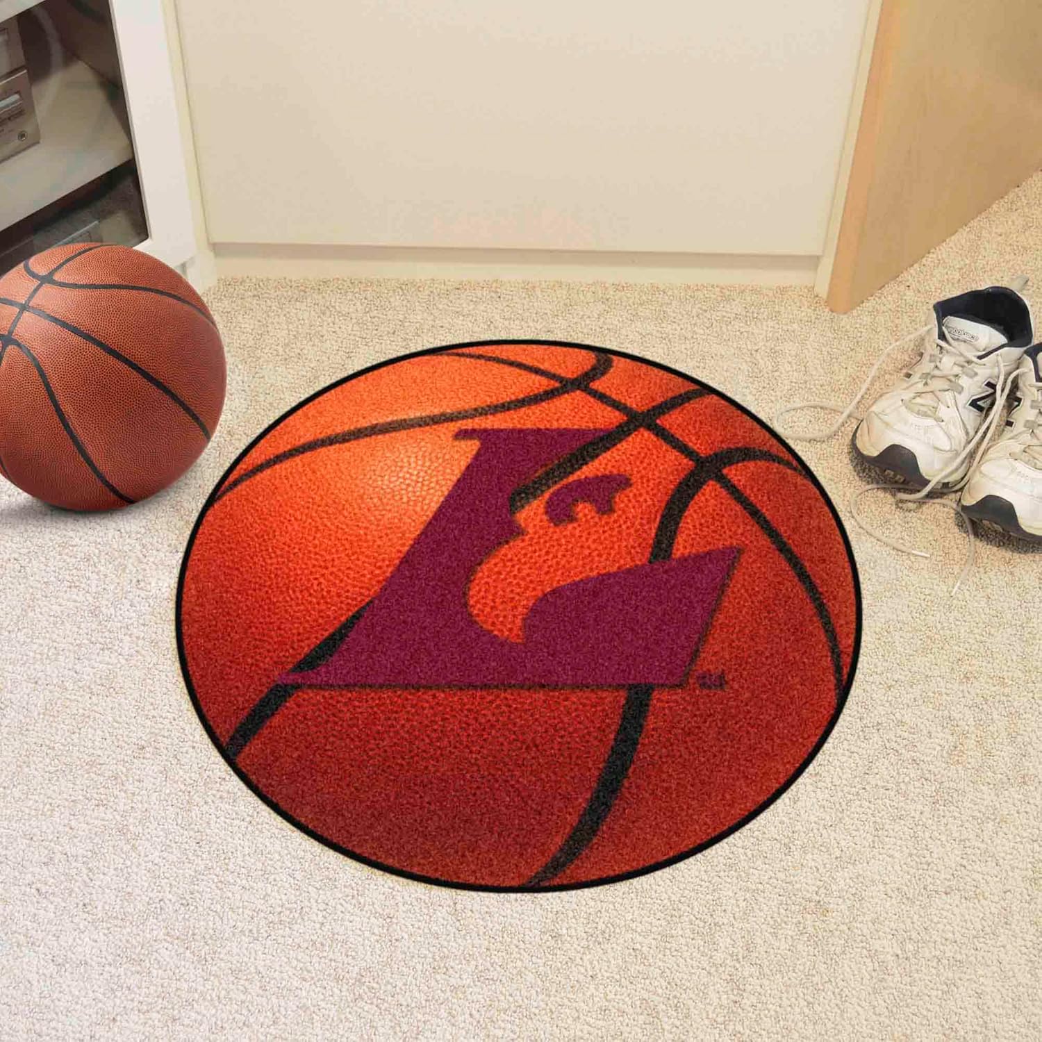 FANMATS 545 Wisconsin-La Crosse Eagles Basketball Shaped Rug - 27in. Diameter, Basketball Design, Sports Fan Accent Rug