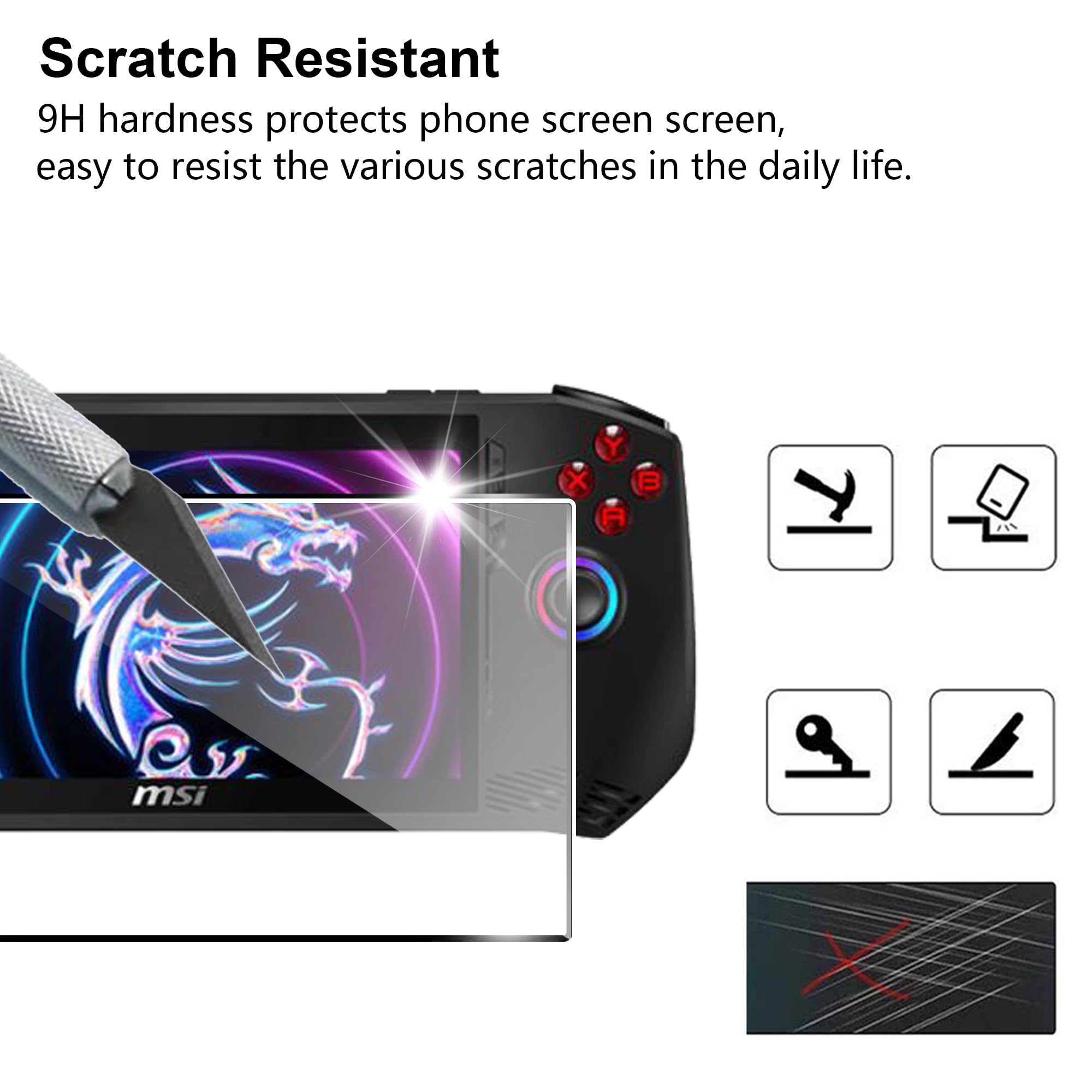 zZjoOoj [2 Pièces Verre Trempé pour ASUS ROG Ally X/MSI Claw A1M 2024 7'', Film de Protection D'écran Anti-Rayures,sans Bulles,Anti-Scratch,Dureté 9H
