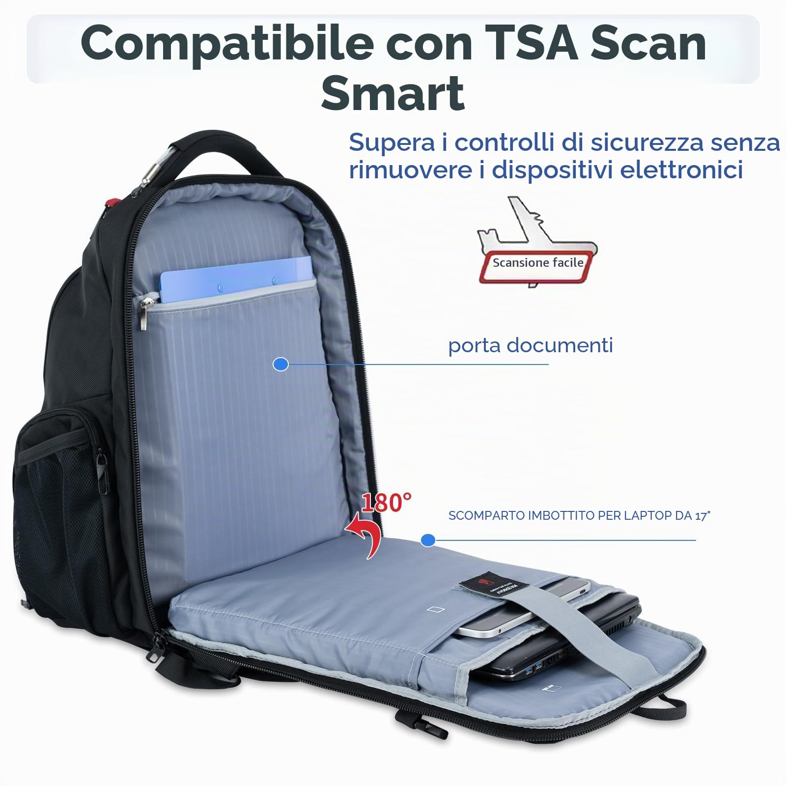 VANKEAN Zaino da viaggio per laptop da 17,3 ''