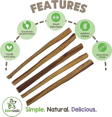Miniatura 22 de Nature Gnaws Super Skinny Bully Sticks para perros pequeños, huesos dentales de carne de res natural de primera calidad, sabrosas golosinas finas