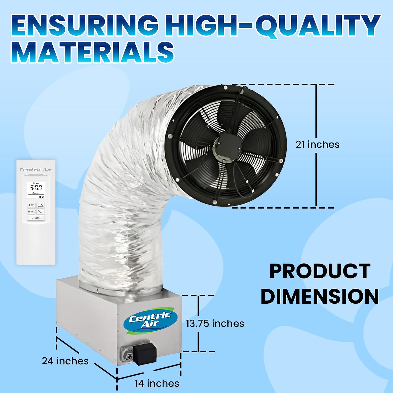 Centric Air 2.7 (R50) Ultra Quiet & Energy Saving Whole House Fan – R-50 Insulated Damper, 2-Speed Remote with Timer/Temp Control – 15-Year Warranty – Up to 1800 sq ft (2-Story) & 1350 sq ft (1-Story)