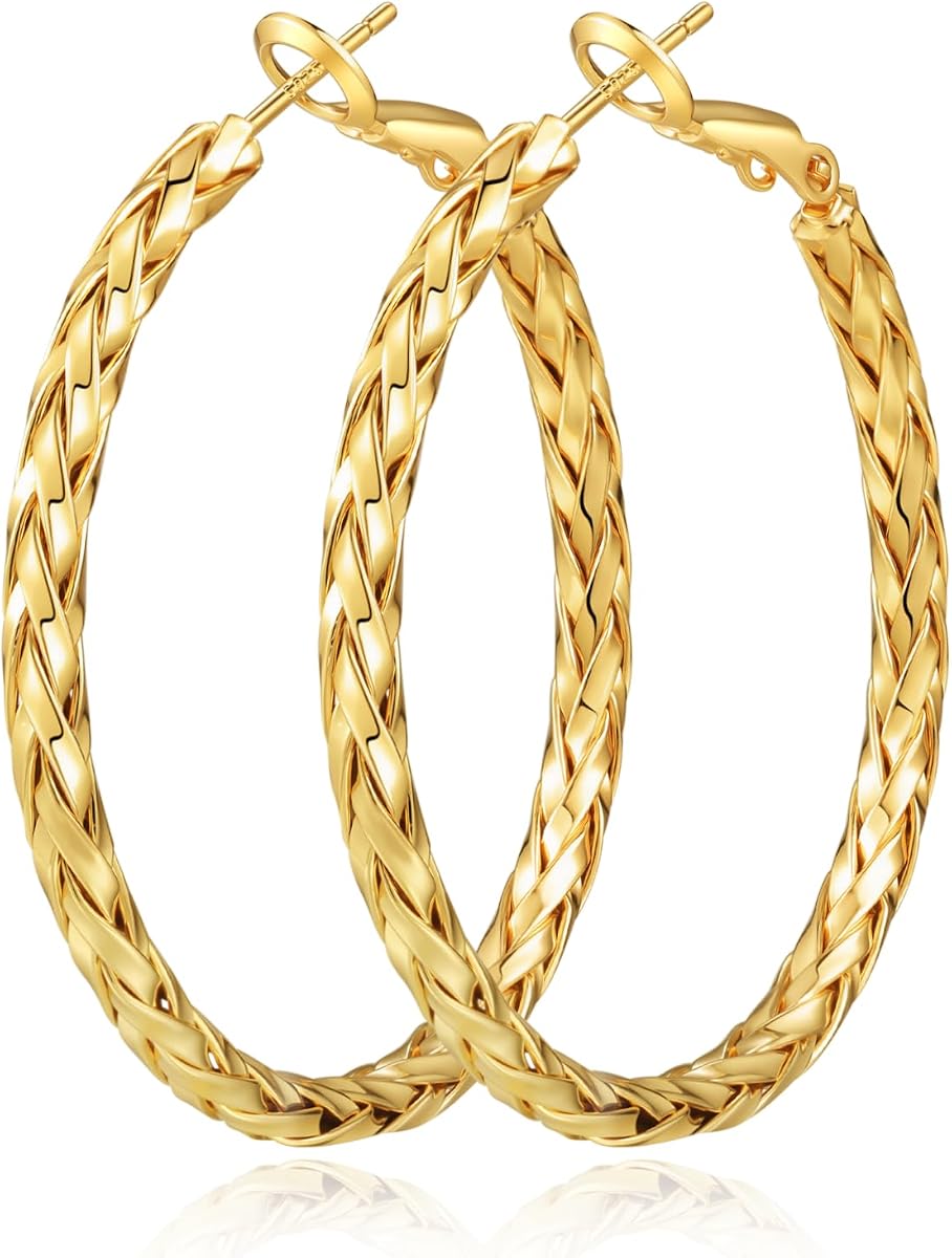 925 Sterling Silver Post Hoop Earrings for Women