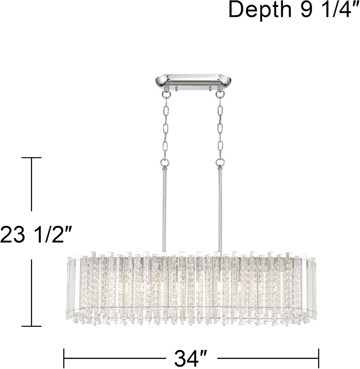 Mirabell Chrome 37" LED Island Pendant with Clear Crystal Droplets